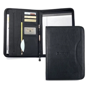 Deluxe Executive Padfolio With Zippered Closure And Curved Exterior Pocket
