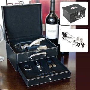 Calabria - Corkscrew, Spiral, Foil Cutter, Wine Stopper, Drip Ring, 2 Bottle Toppers, Pourer