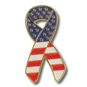 Stars and Stripes Ribbon Flag Lapel Pin