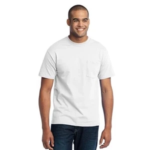 Port & Company (r) - S- X L - White - Adult Short Sleeve 50/50 Cotton/poly Pocket T-shirt