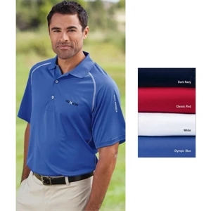 S- X L - Men's Contrast Stitch Polo Shirt With Double Moisture Wicking Technology