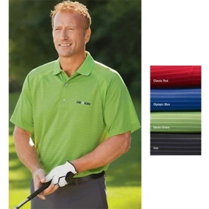 S- X L - Men's Tonal Stripe Polo Shirt With Double Moisture Wicking Technology