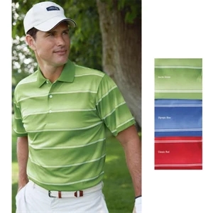 2 X L - Men's Micro Polyester Watercolor Print Pique Stripe Polo Shirt