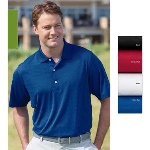 S- X L - Men's Box Texture Jacquard Jersey Polo Shirt With 3-button Placket