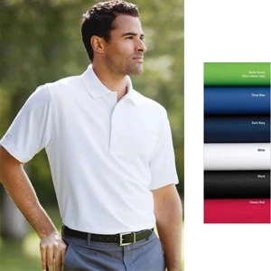 S- X L - Men's Short-sleeve Textured Ottoman Stripe Polo Shirt With 3-button Placket