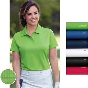 X S- X L - Ladies' Short-sleeve Textured Ottoman Polo Shirt With Self-fabric Tailored Collar