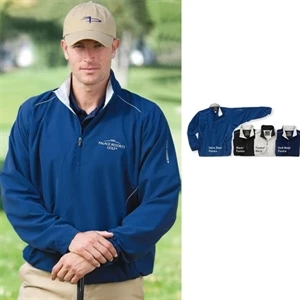 Free Swing (tm) - S- X L - Men's Quarter-zip Peached Twill Windshirt With Zippered Waist Pockets