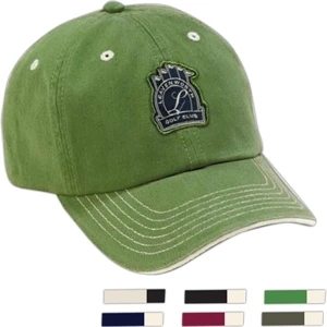 Unstructured Washed Cap With Contrast Bill Stitching And Pre-curved Visor