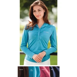 Classics - X S- X L - Ladies' Long-sleeve Pima Stretch Jersey Shirt With Ruching