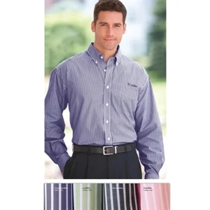 Classics - 2 X L - Men's Reverse Banker's Stripe Pima Poplin Shirt With 7-button Full Front