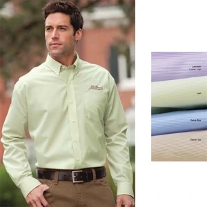 Classics - 2 X L - Men's Feather Stripe Broadcloth Shirt With Wrinkle-resistant Finish