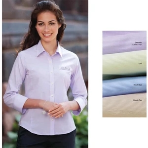 Classics - 2 X L - Ladies' Feather Stripe Broadcloth Shirt With Wrinkle-resistant Finish