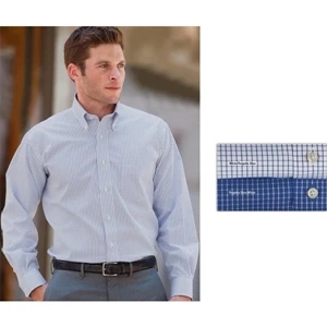 Freedom (r) - 2 X L - Neck Size 18" - 18.5" - Men's Box Check Executive Pinpoint Oxford Shirt With 35" Sleeve Length