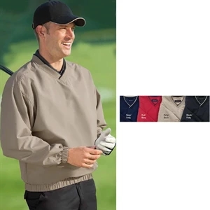 3 X L - Wind And Water Resistant Microfiber Windshirt With Crossover V-neck Knit Collar