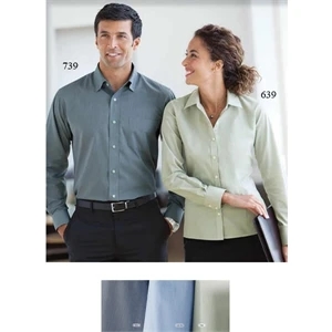 3 X L - Men's Micro-stripe Broadcloth Shirt With Hidden Button-down Collar