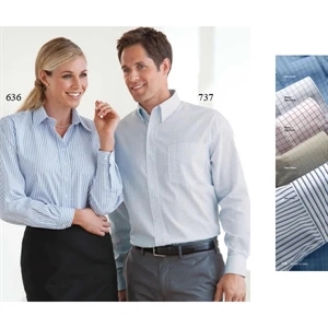 2 X L - Ladies' Easy Care Check Poplin Shirt With 2-button Adjustable Cuff