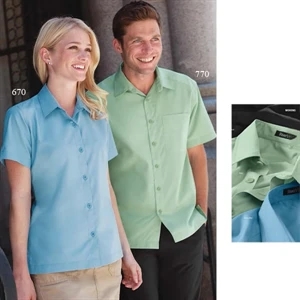 S- X L - Ladies' Camp Shirt With Tailored, 2-piece, Spread Collar With Band