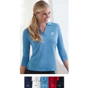 2 X L - Ladies' Three-quarter Sleeve Jersey Shirt With Self-fabric Collar