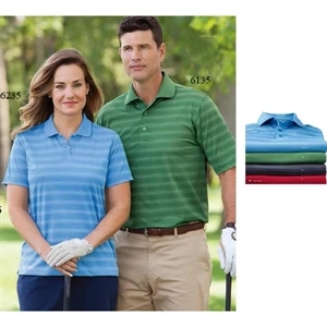 S- X L - Ladies' Jacquard Stripe Polo Shirt With Upf 30+ Sun Protection