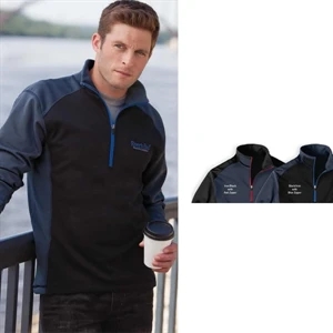 Sport (tm) - 2 X L - Men's Microfleece Color Block Half-zip Pullover With Droptail Rounded Hem