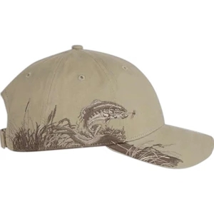 Authentic Wildlife Series (tm) - Trout - Cotton Twill Cap With Detailed Wildlife Scene, 6 Panels