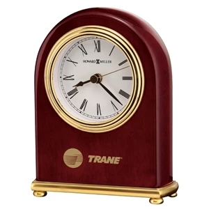 Rosewood Arch - Rosewood Finish Alarm Clock With Brass Plated Base And 4 Brass Feet