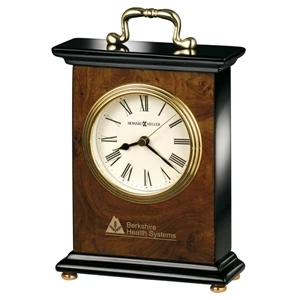 Berkley - Bracket Style Table Clock Features A Polished Brass Handle And Black Roman Numerals