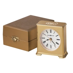 Camden - Brushed Brass Tone Alarm Clock With Polished Brass Finished Base
