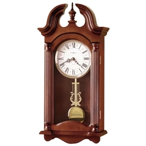 Everett - Windsor Cherry Finished Wall Clock With Swan Neck Pediment And Turned Finial