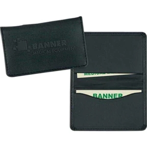 Stratton - Black Leather-like Card Case. Features Three Interior Pockets