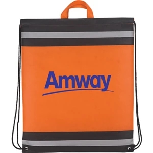 Eagle (r) - Drawstring Cinch Backpack Of Heavy Non-woven Polypropylene With Black And Gray Trim