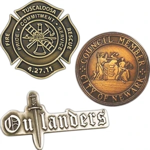 3/4" - Die Struck Iron Antique Finish Lapel Pin With Military Butterfly Clutch