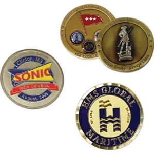 1.2 Mm - Die Struck 2-tone Brass Coin With Sandblasted Recessed Areas, 2-d