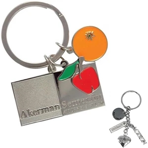 Multi Charm Die Struck Key Tag With 3 Charms Up To 7/8" And A Split Ring Attachment