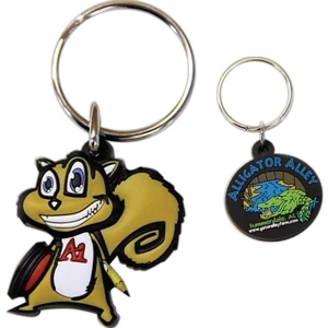 3 1/2" - 2-d Soft Rubber Design Key Tag With Multiple Flat Levels And Split Ring Attachment