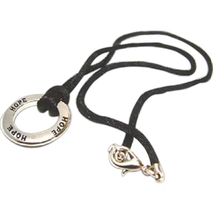 Hope (stock) - Stock Design Charm Necklace With Black Rope And Round Inspirational Charm
