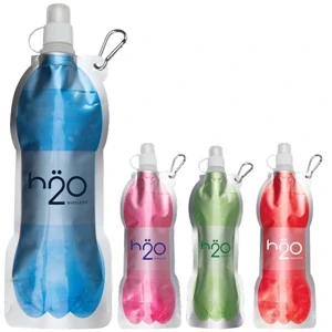 Catalog 5-7 Day Production - Water Bottle 14 Oz. With Carabiner Folds Flat Making It Great For Travel