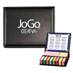 Catalog 5-7 Day Production - Flag And Sticky Note Caddy Features Handsome Padded Leatherette Exterior