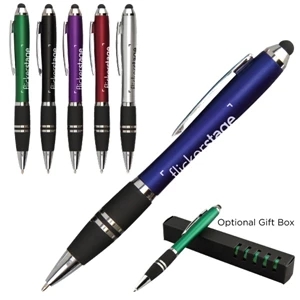 Iwrite - Catalog 5-7 Day Production - Pen With Touch Screen Stylus Has Twist Action, Metallic Barrel & Black Grip