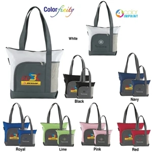 Navigator (tm) - Catalog 5-7 Day Production - Dual Tone Shoulder Tote Bag With Mesh Side Pocket For Water Bottle