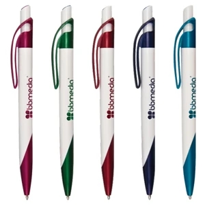 Phoenix - Catalog 5-7 Day Production - Glide Refill Retractable Pen Has Plastic White Barrel With Metallic Accents