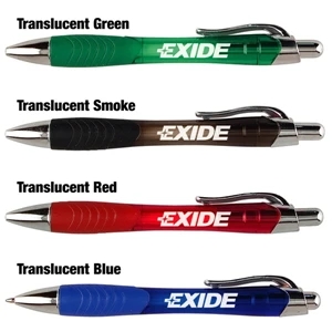 Raptor-t - Catalog 5-7 Day Production - Transparent Pen With Contoured Barrel And Ribbed Rubber Gripper