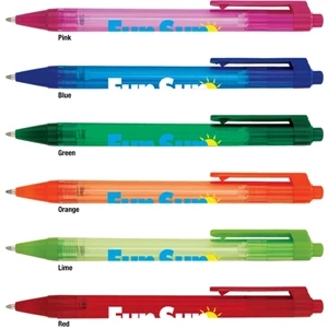 Solstice - Sale 5-7 Day Production - Ballpoint Pen With Translucent Plastic Barrel And High Spring Plunger Action