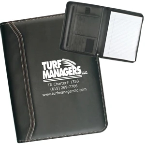 Sofisticate - Sale 5-7 Day Production - Leather-grain Vinyl Zippered Portfolio With Interior Pockets