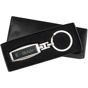 Silver Series - Catalog 5-7 Days - Silver Engraved Key Ring With Black Surface And Quality Chain Link Tag Design