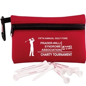 Tournament - Catalog 5-7 Day Production - Neoprene Ditty Bag With Ten 2 3/4" Tees And Blank 5mm Carabiner. No Balls