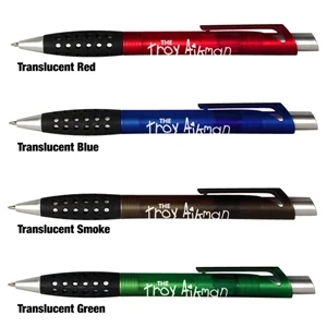 Troy - Catalog 5-7 Day Production - Frost Translucent Pen With Distinctive Angled Matte Silver Plastic Plunger