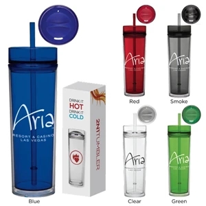 Catalog 5-7 Day Production - 16 Oz. Tube Tumbler Gift Set Is Double Wall Insulated & Has A Lid, Straw & Bpa Free