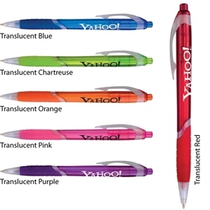 Zinnia - Catalog 5-7 Day Production - Vibrant Translucent Pen With Coordinating Swirl-ribbed Comfort Grip