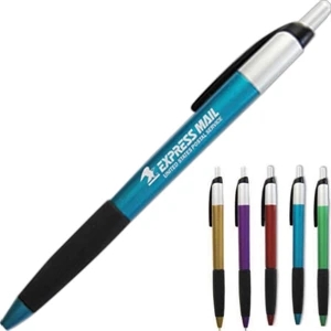 Frazier - Click Pen With Colored Barrel, Silver Accents And White Comfort Grip